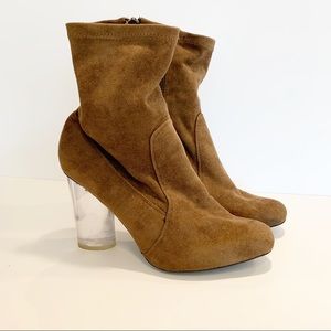 Jeffrey Campbell Clear Heel Suede Booties